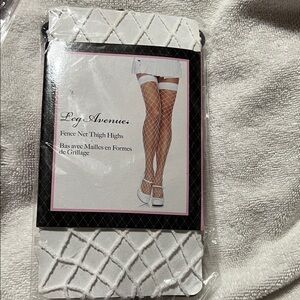 Leg Avenue White Fishnet Thigh Highs